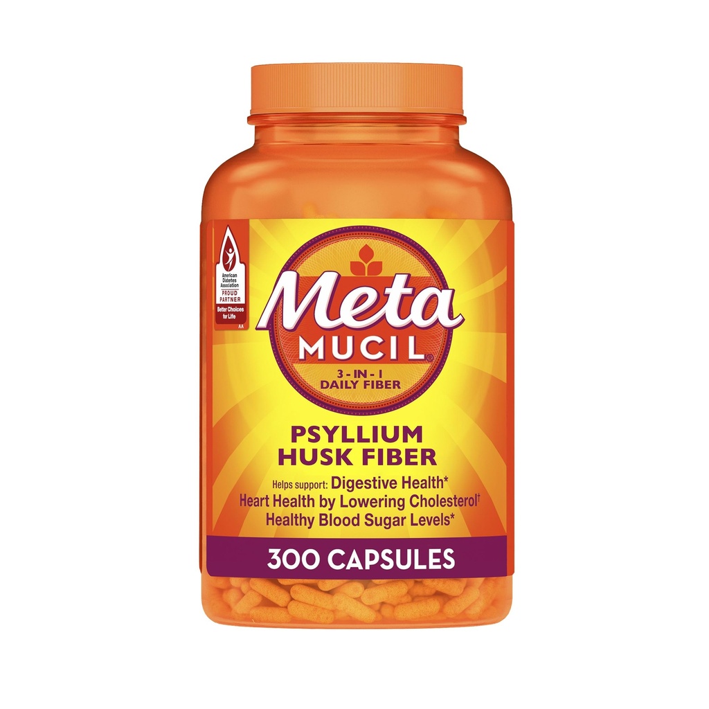 Metamucil, Psyllium Husk Kapsule, 300 Kapsule, 3-in-1 Fiber Supplement, Daily Psyllium Husk Fiber Kapsule Pomoc Podpora Tráviace zdravie podporou pravidelnosti*, Help Supplement Daily Fiber Intake