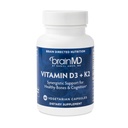 BRAINMD Vitamín D3 + K2-60 Kapsule - Synergická podpora pre zdravé kosti a kognitívne návyky - bez lepidla - 60 Servisov