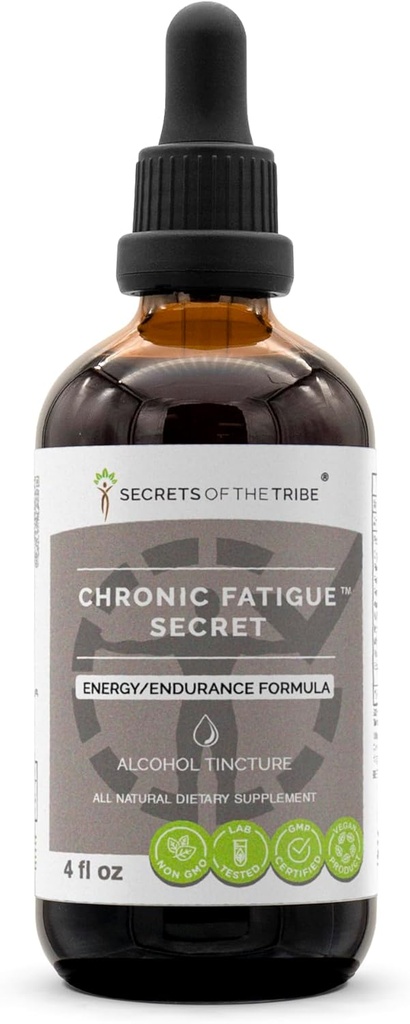 Tajomstvá kmeňa - chronická únava tajomstvo, Bylinné doplnky Blend kvapky Alkohol Tekutý extrakt, Energetika / Výživný vzorec (4 fl oz)