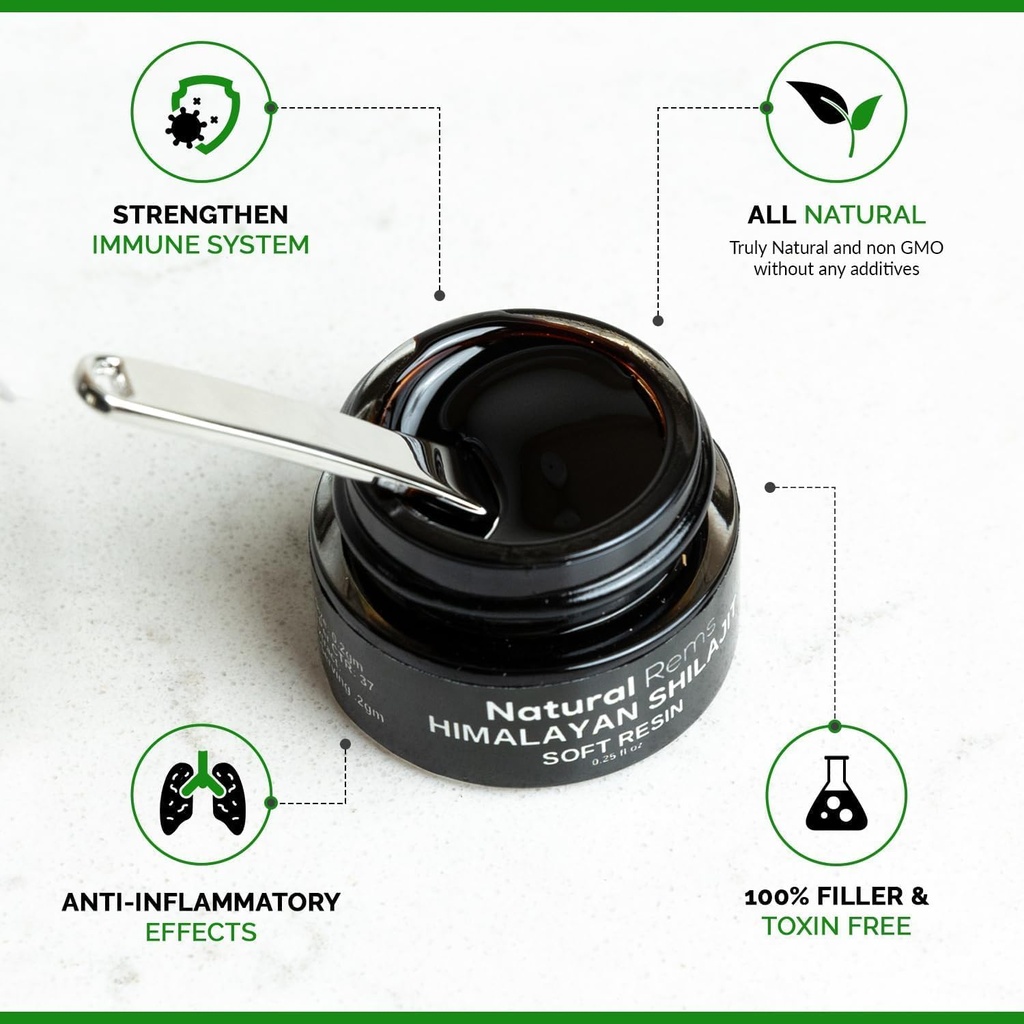 Natural Rems Organic Shilajit - Shilajit Pure Himalayan Organic - Pure Shilajit Fulvic Acid Supplement - Shilajit Energy and Focus Supplement - Holistické zdravotné doplnky...