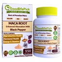 Peruvian Maca Root Capsules 150 ct. Powerful Maca Blend of Yellow Red & Black Maca Root with Black Pepper. All Natural NonGMO Vegan No Stearate No Rice Powder No Silica No Filler