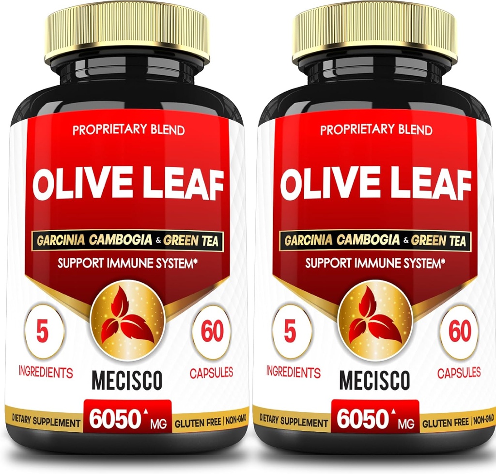 5in1 Olive Leaf Extract pre 4 mesiace 6050mg s Garcinia Cambogia, Zelený čaj, Zelená káva a čierne korenie - Kardiovaskulárne zdravie, Well Being & Immune Support - 2 Balíčky 60 Kapsule