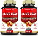 5in1 Olive Leaf Extract pre 4 mesiace 6050mg s Garcinia Cambogia, Zelený čaj, Zelená káva a čierne korenie - Kardiovaskulárne zdravie, Well Being & Immune Support - 2 Balíčky 60 Kapsule