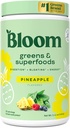Bloom Nutrition Superfood Greens Powder, Digestive Enzymes with Probiotics and Prebiotics, Gut Health, Bloating Relief for Women, Chlorella, Green Juice Mix with Repeat Root Powder, 25 SVG, Ananás
