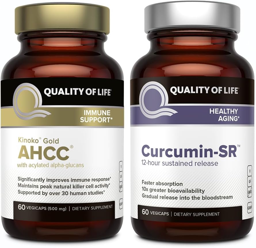 Kvalita života vlastnosti Kinoko zlato AHCC a mikroaktívny kurkumín SR - Imunitná podpora Curcumin Bundle
