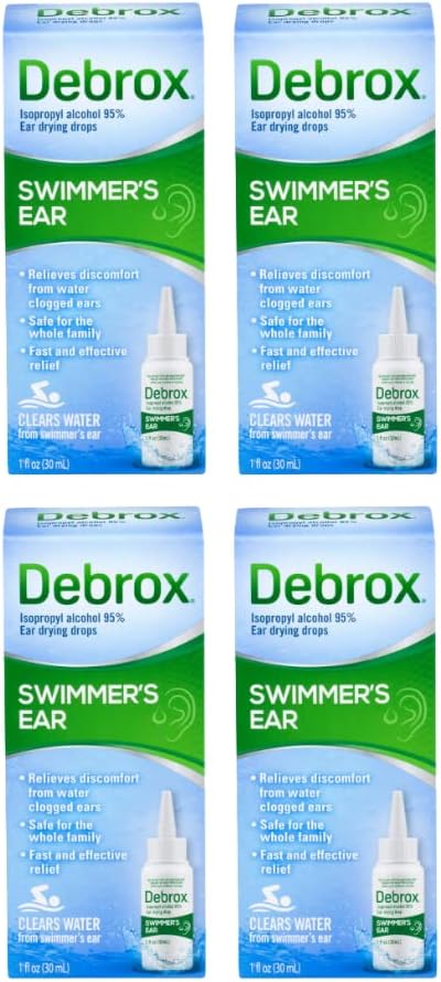 Debrox Swimmerove kvapky na sušenie ucha pre dospelých a deti, 1 Fl oz. (pár zo 4)