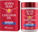 Sedem morských tresky pečeňového oleja s vysokou silou Omega 3 Plus vitamíny D & E 120 kapsuly