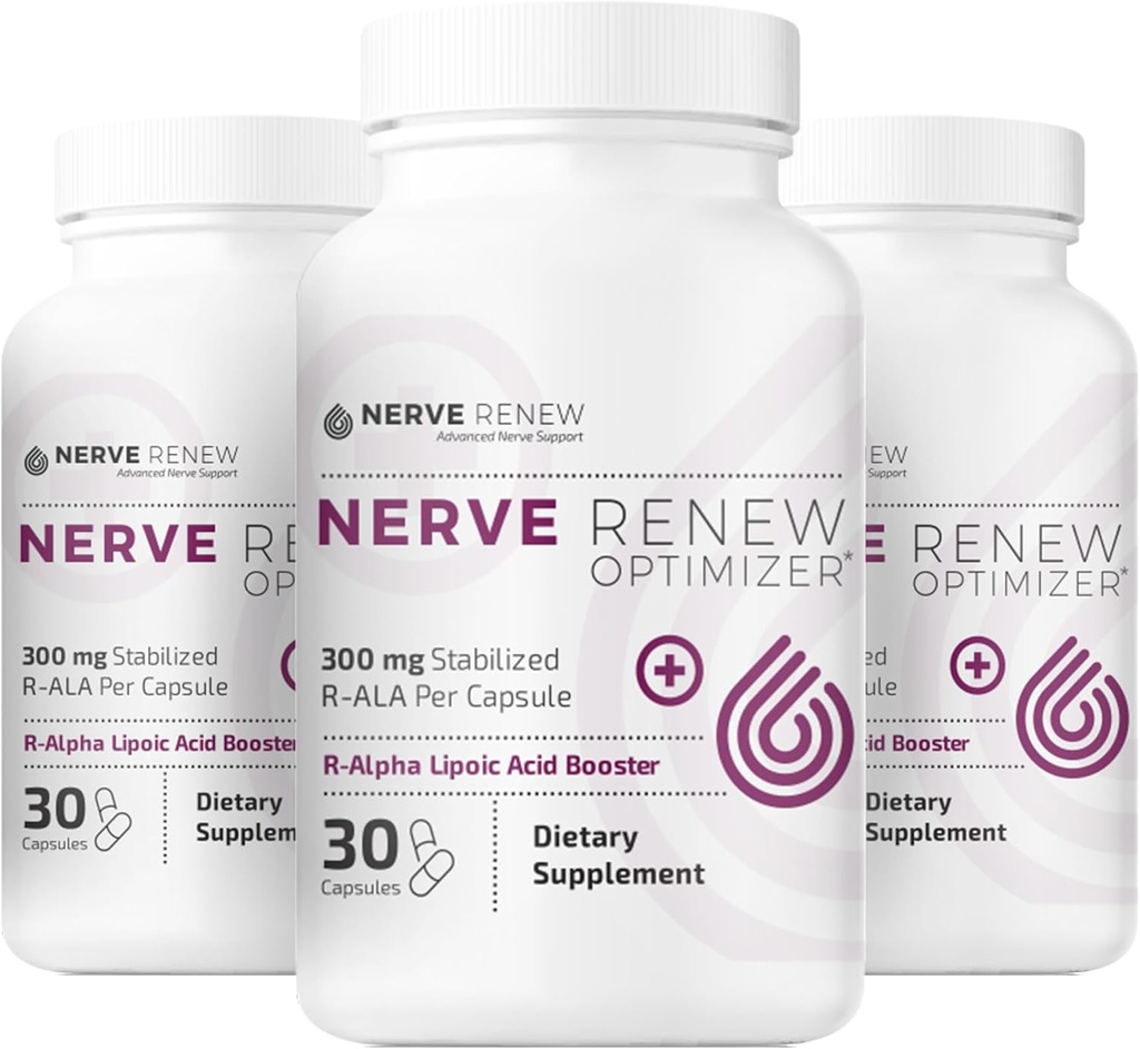 NERVE RENEW Optimizer, 3 balenia (90 kapsúl) - 300 mg Stabilizovaná R-Alpha Kyselina lipoová v kapsule od Natural Nerve Discomfort Support - rýchla absorpcia - bezpečné a všetko prírodné