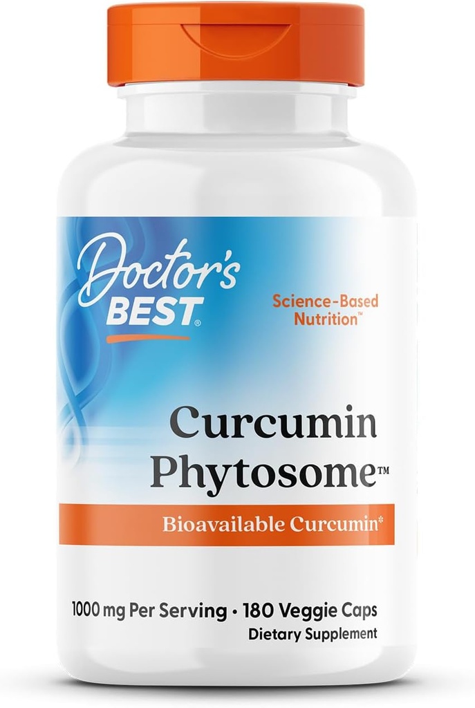 Lekári Najlepšie Curcumin Phytosome, Biodostupný Curcumin, Non-GMO, Gluten Free, Soy Free, Vegan, 1000mg, 180 Veggie Caps