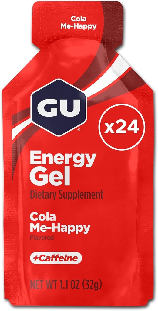 GU Energy Original Sports Nutrition Energy Gel, Vegan, Gluten-Free, Košer, a Dairy-Free On-the-Go Energy pre akékoľvek cvičenie, 24-Count, Cola Me-Happy
