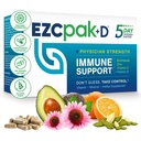 EZC Pak 5-Day Immune System Booster s Echinacea, vitamín C, zinok a vitamín D - Tapered Immune Suplement for Adjustment for Adult for Adult for Adults - Supports Imunity, Easy Travel-Size Supplement Pack