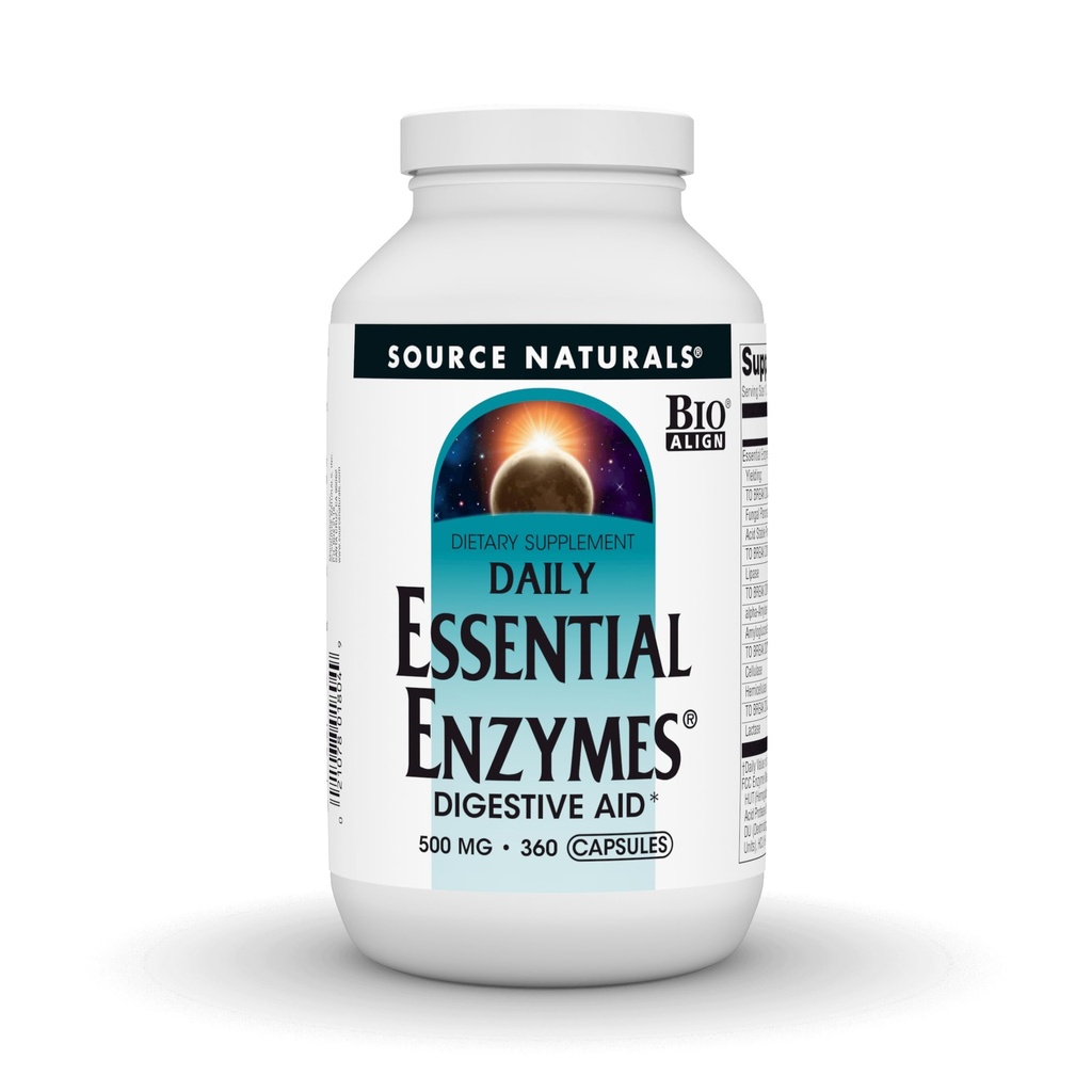 Zdroj Naturals Essential Enzymes 500mg, Bio-Aligned Multiple Enzyme Supplement Herbal Defense for Digestion, Gas, Zápcha & Bloating Relief - Digestive Aid* - 360 Kapsule, 360 Servings