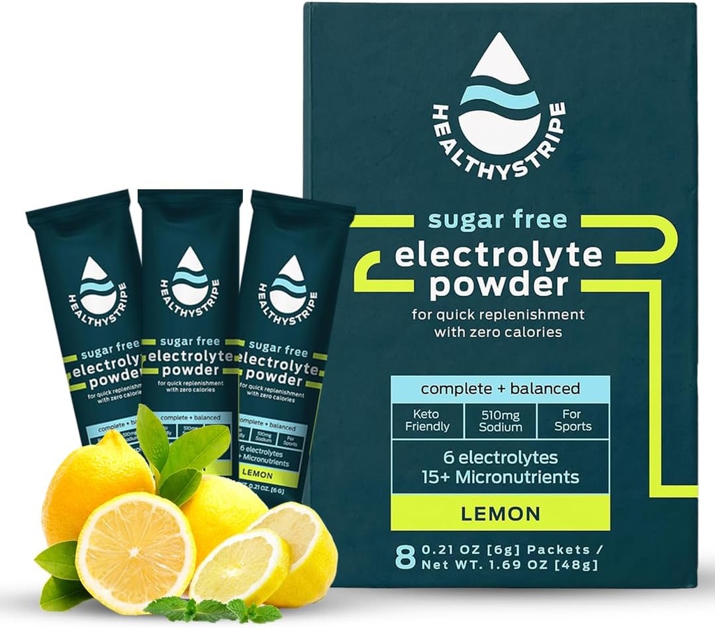 Bezcukrová elektrolytová prášková drinková zmes s 15 mikroživinami, aktívna regenerácia a hydratácia pre šport, turistiku a aktívny životný štýl, bez kalórií, umelé príchute, Keto - 8 ks