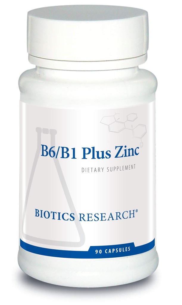 Biotics Research B6 B1 Plus Zinok dodávky Aktívne formy vitamínov B, 5 mg vysoko biologicky dostupných foriem zinku, Pomoc pri aktivite viac ako 300 rôznych enzýmov závislých od zinku 90 Kapsule