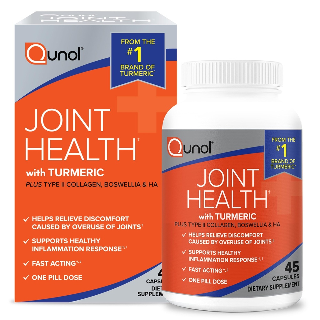 Qunol 5-in-1 Joint Suplement, Fast Acting, One Pill Dose, Podpora Zdravý zápal odpoveď a nepohodlie spôsobené nadmerným použitím kĺbov, Alternatíva k glukozamín Chondroitin MSM, 45 Počet