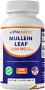 Vitamatic Mullein Leaf 1000mg per Serving - podporuje zdravú respiračnú, bronchiálnu a imunitnú funkciu - 200 kapsúl
