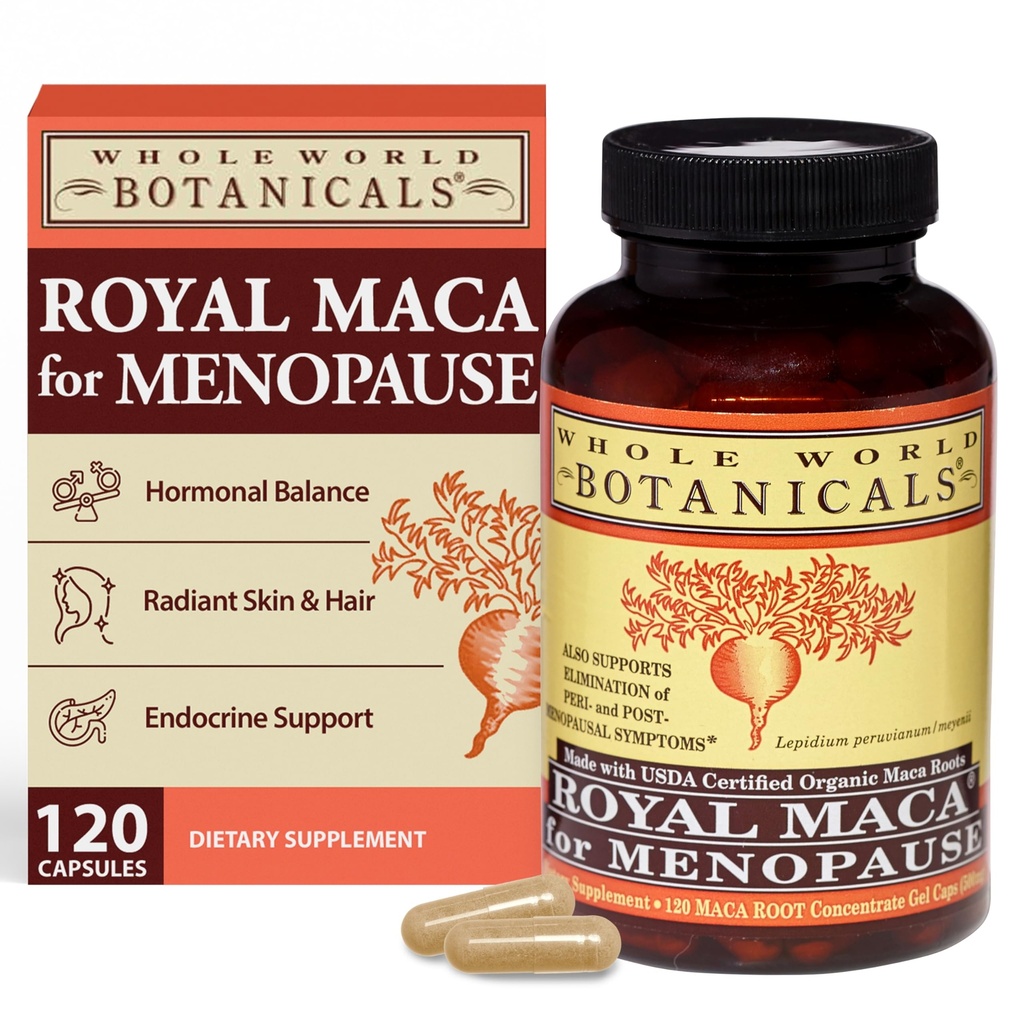 WHILE WORLD BOTANICALS Royal Maca For Menopause, 120 CT