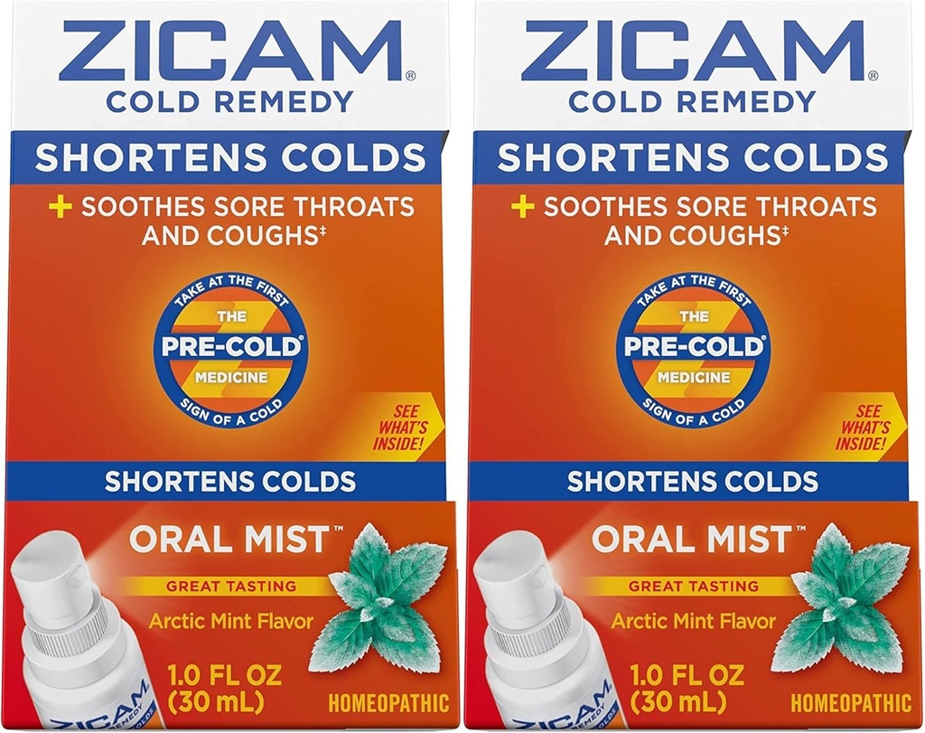 Zicam Cold Remedy Zinok Arctic Mint Oral Mist, 1 Ounce (Pack of 2)
