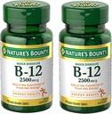 Nature's Bounty Vitamin B12 2500 μg, Cellular Energy Support, for Energy Metabolizmus, Heart & Nervisive System Health, 75 Quick Rozpustiť tablety (Stock of 2)