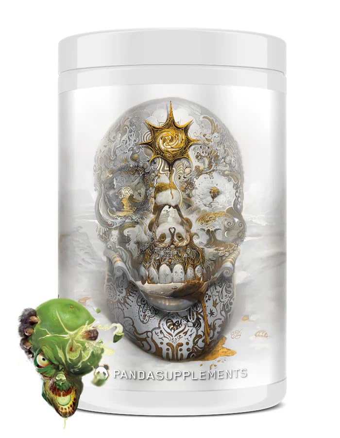 Podzemné bio laboratóriá/Panda Supps Skull Nootropic Pre Workout,3 Kofeínové zdroje pre Tunel Vision Focus, Masívne čerpadlá, Neparalizovaná energia (40 lopatiek) (Cranial Smash) (Obnovovač citrónovej limy)