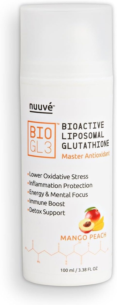BIOGL3 Bioactive Lipozomal Glutatión 446 mg. Ultra Potent Pure Patented in airless Dispenser. Rýchla absorpcia, znižuje oxidačný stres a zápal. +Energia, Detox, Immune Boost, Focus