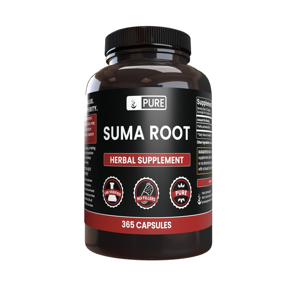 ČISTÉ ORIGINÁLOVÉ SUROVINY Suma Root (365 kapsúl), bez horčíka alebo ryžových výplne, vždy čisté, overené v laboratóriu