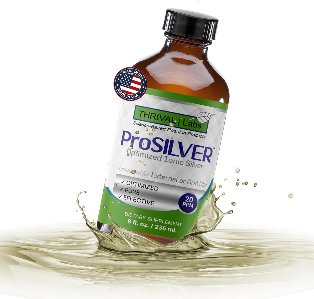 Ionic Koloidné striebro Tekutina 20 PPM Bio Aktívne pre imunitnú podporu Sklenená fľaša 8oz Organické doplnok