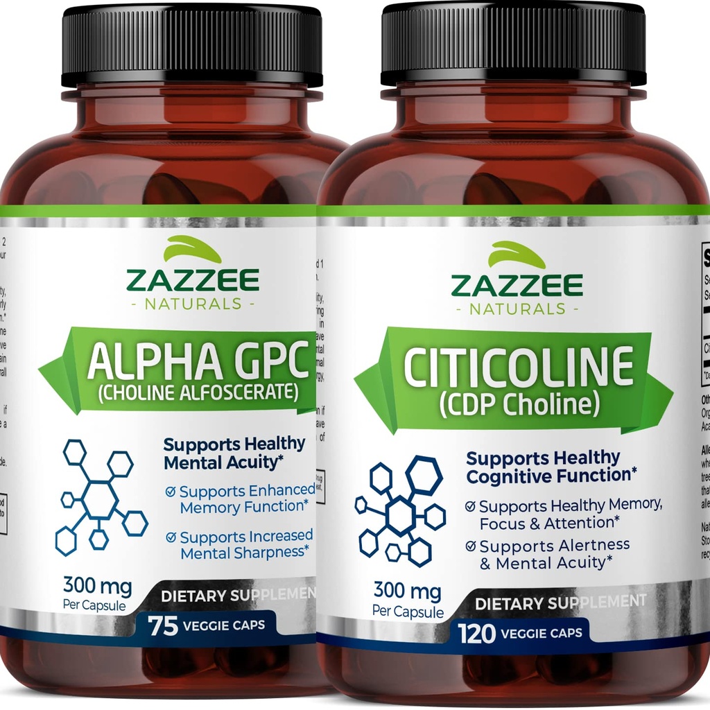 Zazzee Citicoline CDP Choline kapsuly a Alpha GPC Choline kapsuly