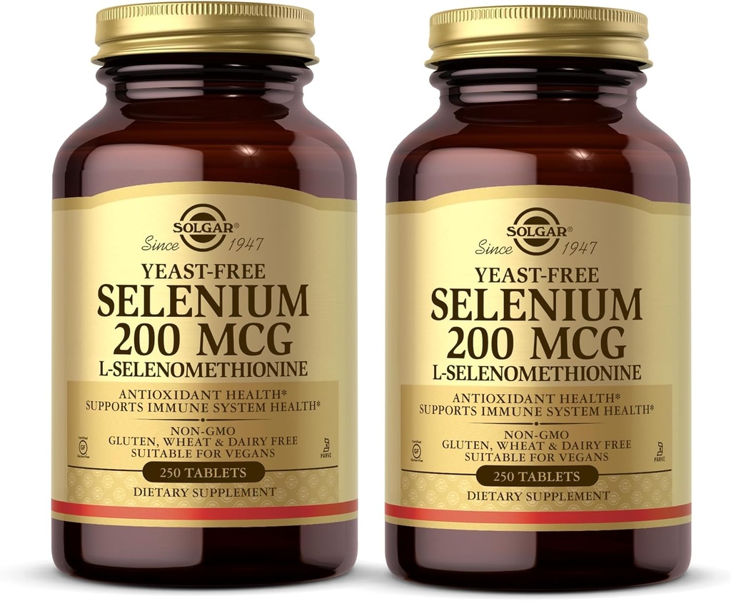 Solgar kvasinka bez selénu 200 mcg - 250 tabliet, balenie 2 - podporuje Antioxidant a imunitný systém zdravie - non-GMO, Vegan, Gluten Free, Dairy Free, Kosher - 500 celkové služby