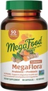 MegaFood MegaFlora Probiotics + Prebiotics Turmeric Supplement - Prebiotics and Probiotics for Women and Men, Digestive Health, 50 Billion CFUs, 14 Strains - 90 Capsules (45 Servings)