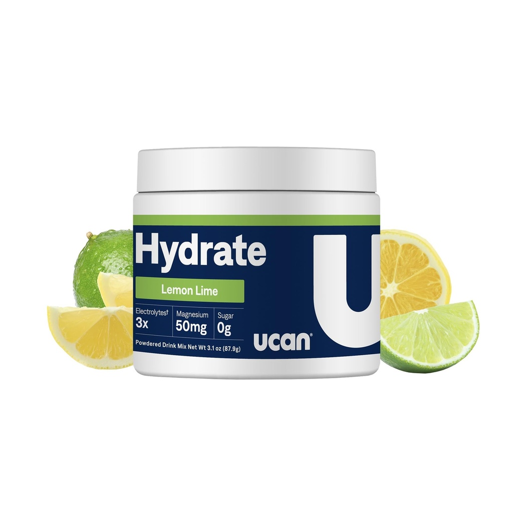 UCAN Hydrate Electrolyte Drink Mix (Lemon-Lime, 30 Servings) bez cukru, Keto-Friendly, Vegan, Non-GMO, Gluten-Free Electrolyte prášok s draslíkom a horčíkom pre bežcov a športovcov