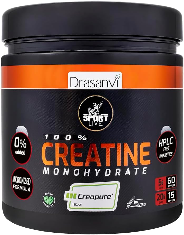 DRASANVI Sport Live 10.58 Ounce Creatine Monohydrate Powder - Strengthens And Increases Your Muscles - Without Allergens - Neutral Flavor - Pure And Effective Composition