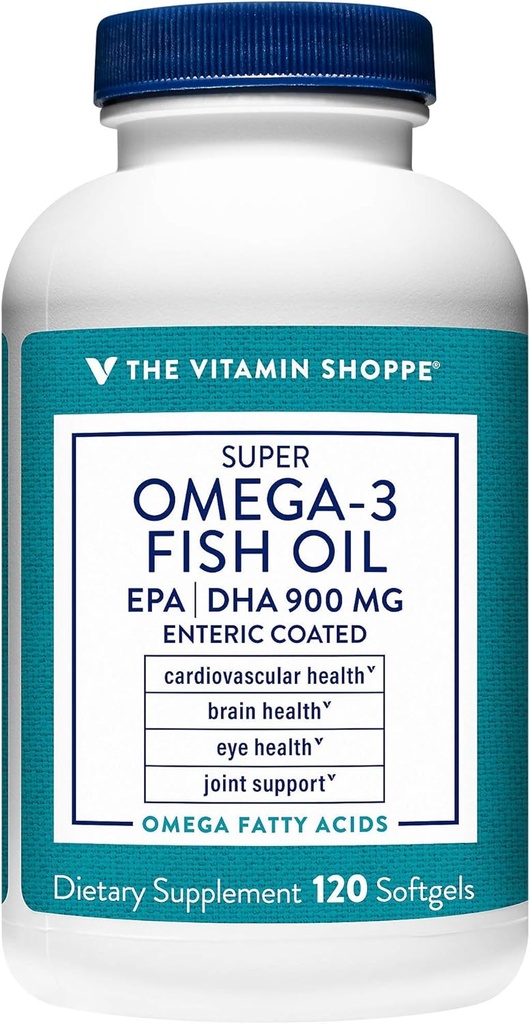 Vitamín Shoppe Omega 3 Rybí olej 1290mg, EPA 735mg & DHA 165mg, Čistota Assured, Molecularly Destilated to Support Kardiovaskulárne, Joint and Brain Health (120 Softgels)