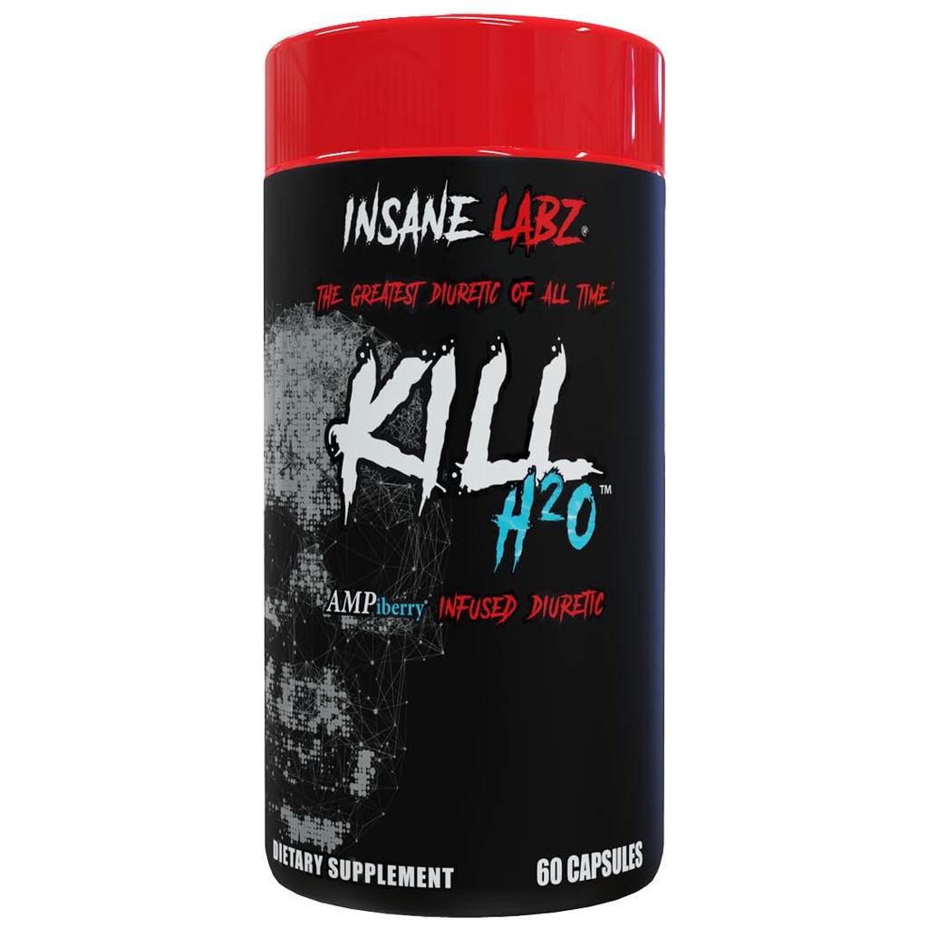Insane Labz Kill H2O, AMPiberry Infunded Diurique, Reduction Water Retention and Bloating Relief with Dandelion Root and Green Tea Extract, 20 Servings