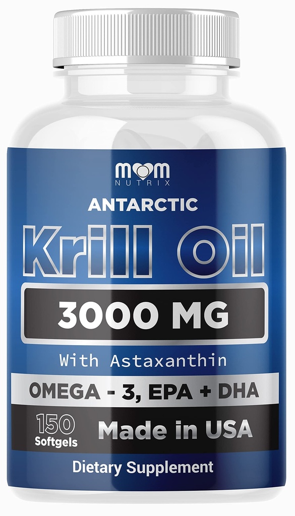 Dr. JOEL'S MOM NUTRIX Antarktída Krill Oil Supplement - 150 Softgels - High Absorbtion EPA, DHA, Astaxantin & Fosfolipid - Žiadne ryby pachuť ako rybí olej - Made in USA