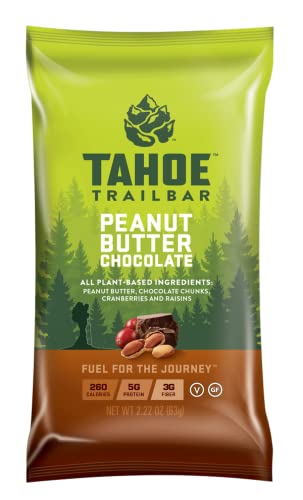 Tahoe Trail Bar, Plant-Based Natural Energy Bar (2,22 Ounce Protein Bar, 12 gróf) High Protein Non-GMO, Gluten-Free, Vegan Healthy Snacks - Arašidové maslo Čokoláda