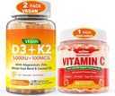 2 balenie Vegánsky vitamín D3 5000IU K2 Gummy+ 1 balenie celý potravinový vitamín C Gummy