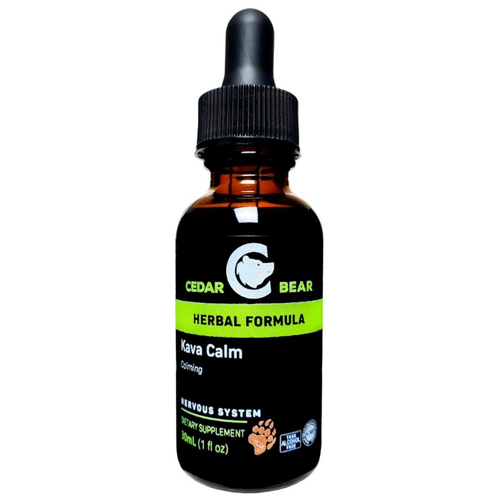 Cedar Medveď Kava upokojí tekutý bylinný doplnok, ktorý podporuje centrálny nervový a tráviaci systém 1 FL Oz
