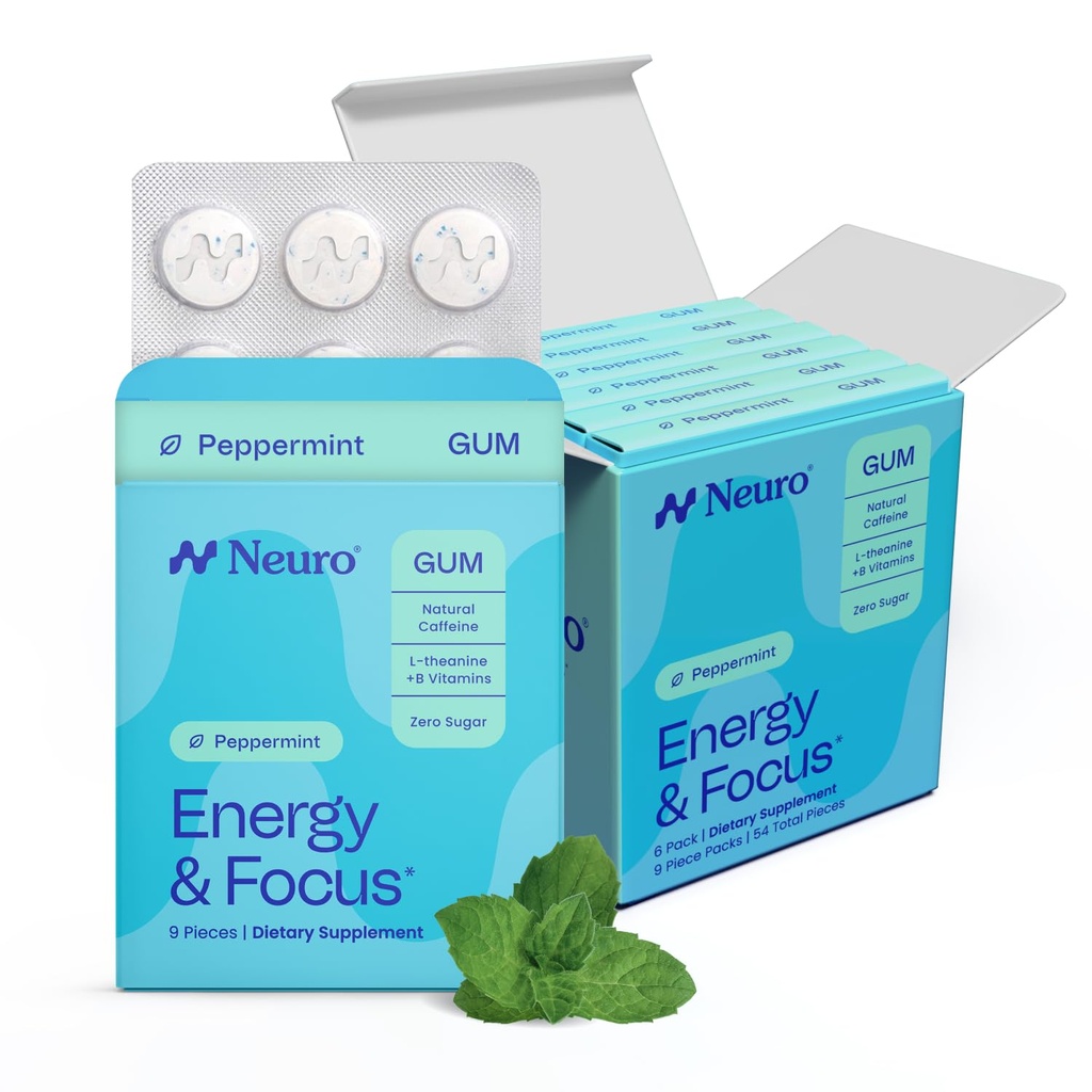 NeuroGum Energy & Focus Gum (54 gróf-6 balenie, mäta pieporná) 