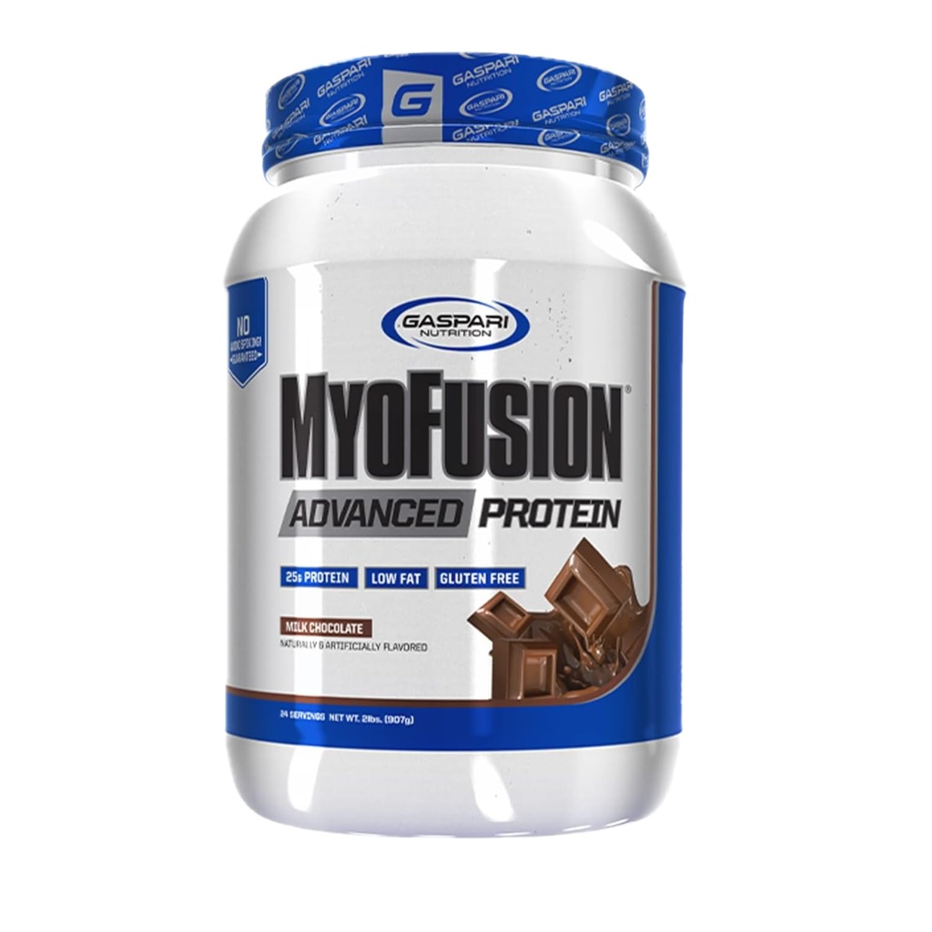 Gaspari Nutrition Myofusion Advanced Protein, Protein Blend with Wheey Protein, Casein Protein and Isolát Protein, Low fat and Gluten Free (2lbs, Chocolate)