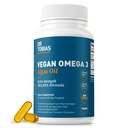Dr. Tobias Vegan Omega 3 Supplement, 1400mg Algae Oil, 420mg DHA, and 210mg EPA per Serving, Non-GMO, Gluten-Free, Carragenan-Free, 60 Kapsule, 30 Servings