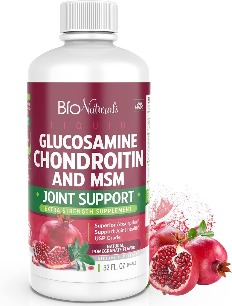 Bio Naturals Liquid Glucosamine Chondroitin MSM Farmaceutický stupeň doplnok s kyselinou hyalurónovou 