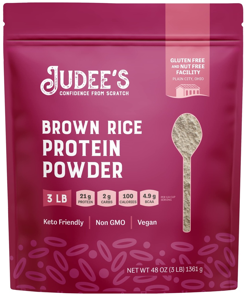Judee's Gluten Free Brown Rice Protein Powder - Sprawed Ryce Formula - Keto-Friendly Plant-Based Nutrition - Dairy & Soy-Free Shake Base - 3 lb, Unflavred, Balenie 1