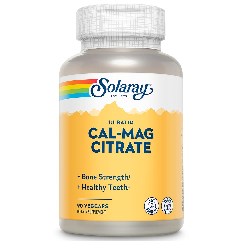 Solárna vápna Magnézium Citrát 1000 mg 1:1 Pomer, Bone Strength Supplement, Muscle, Nervisive System and Bone Health Support, Chelseed for High Absorbtion, Gentle Digestion, 15 Servings, 90 VegCaps
