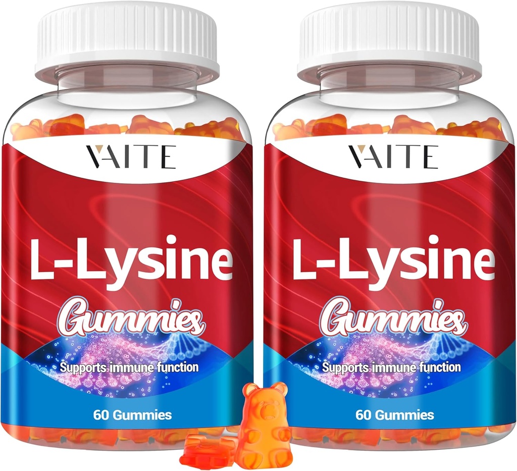 L-lyzín 1000 mg Gummies - podporuje pokožku, Lip, Vegan, bez lepidla, 60 Žuvateľný Lyzín pre dospelých, Vitamíny Tkanive zdravie a imunitný systém, Aminokyselin Vitamín Supplement & Complex doplnkov (2 balenia)