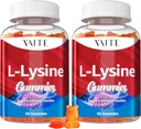 L-lyzín 1000 mg Gummies - podporuje pokožku, Lip, Vegan, bez lepidla, 60 Žuvateľný Lyzín pre dospelých, Vitamíny Tkanive zdravie a imunitný systém, Aminokyselin Vitamín Supplement & Complex doplnkov (2 balenia)