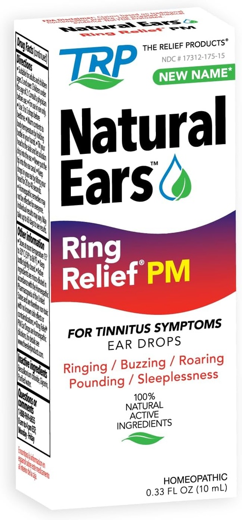 Relief Products Ring Relief Ušné kvapky PM - 100% prírodné aktívne záhyby - pre zvonenie ucha a Tinnitus príznaky - nočný vzorec - 0.33 fl oz