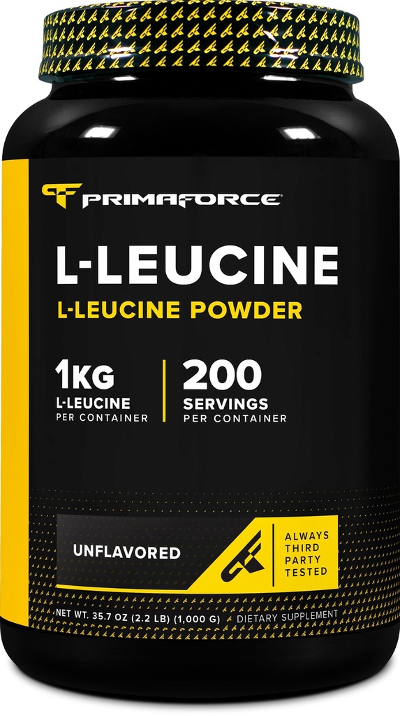 Primaforce L-Leucine Pure Powder 1 KG (2,2lbs) - Non-GMO, Gluten Free, 200 Servings