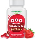 Deti Vitamín D 1000 IU želé fazule - Chutná prírodná jahodová aróma, vegetariánska, bez GMO, bez lepidla, bez obsahu vitamínov Nut - Dietary Supplement for Immune Support - for Children - 60 želé