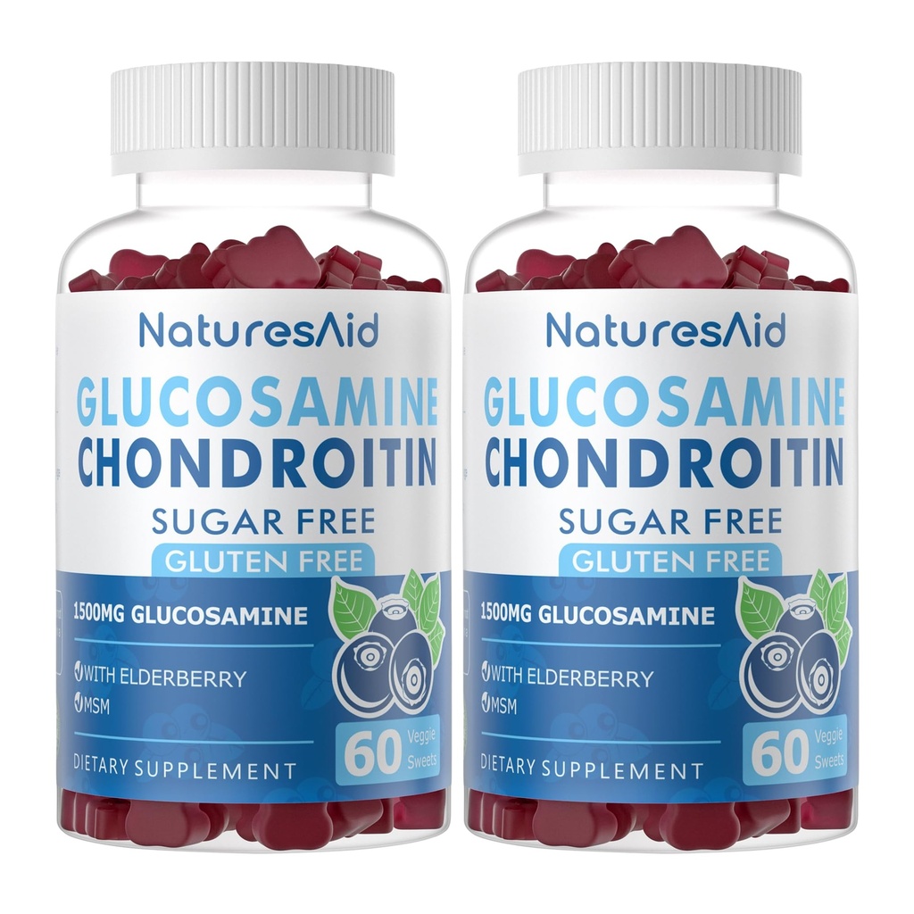 Glukozamín Chondroitín Gummy s extra silou MSM a bazy - Spoločná podpora, Antioxidant Immune Suplement for Adult for Adults, Men & Women. (2 balenia)